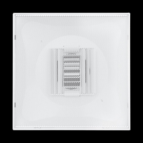 Fits 24"x24" White Steel T-Bar Drop Ceiling Grid, 2x2 Lay-In Perforated Face Adjustable Air Supply Diffuser, 8" Round Neck
