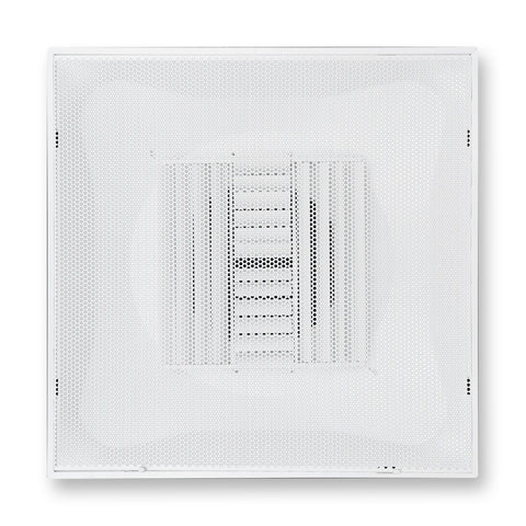 Fits 24"x24" White Steel T-Bar Drop Ceiling Grid, 2x2 Lay-In Perforated Face Adjustable Air Supply Diffuser, 10" Round Neck