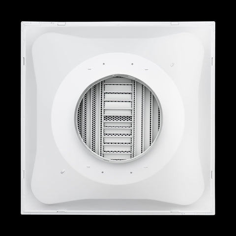 Fits 24"x24" White Steel T-Bar Drop Ceiling Grid, 2x2 Lay-In Perforated Face Adjustable Air Supply Diffuser, 10" Round Neck
