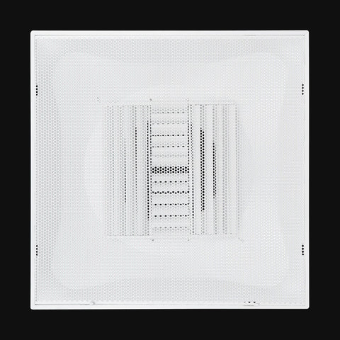 Fits 24"x24" White Steel T-Bar Drop Ceiling Grid, 2x2 Lay-In Perforated Face Adjustable Air Supply Diffuser, 10" Round Neck