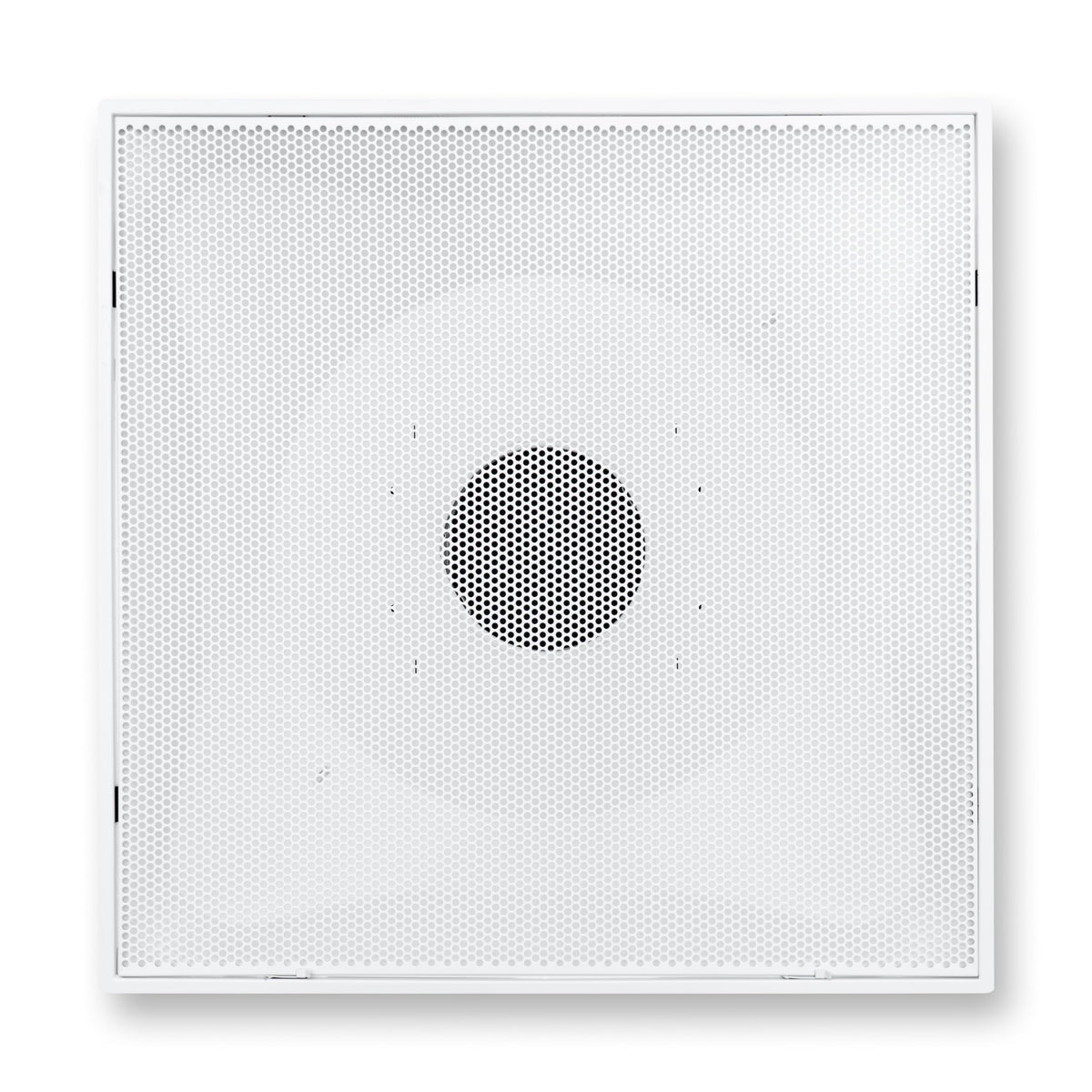 Fits 24"x24" White Steel T-Bar Drop Ceiling Grid, 2x2 Lay-In Perforated Face Fixed Return Air Grille, 6" Round Neck
