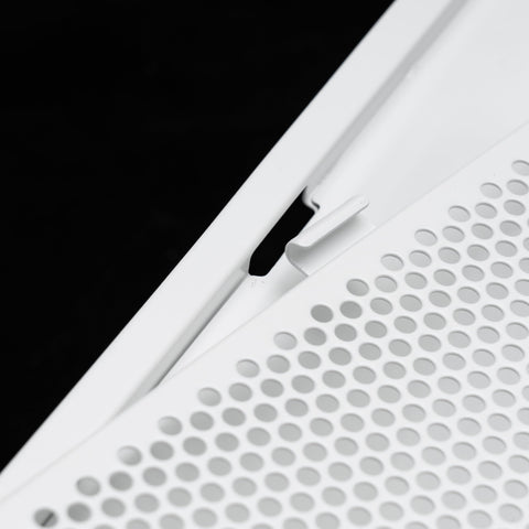 Fits 24"x24" White Steel T-Bar Drop Ceiling Grid, 2x2 Lay-In Perforated Face Fixed Return Air Grille, 6" Round Neck