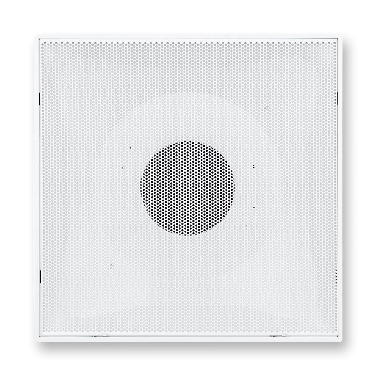 Fits 24"x24" White Steel T-Bar Drop Ceiling Grid, 2x2 Lay-In Perforated Face Fixed Return Air Grille, 8" Round Neck