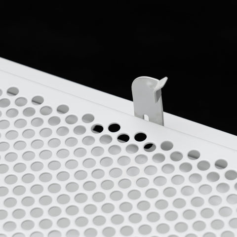 Fits 24"x24" White Steel T-Bar Drop Ceiling Grid, 2x2 Lay-In Perforated Face Fixed Return Air Grille, 10" Round Neck