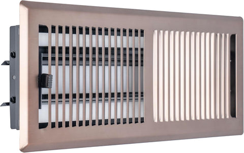 4"x12" Bronze Steel Floor Register, Walkable Heavy-Duty Contemporary Louvered Vent Cover with Damper
