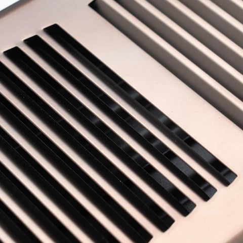 4"x12" Bronze Steel Floor Register, Walkable Heavy-Duty Contemporary Louvered Vent Cover with Damper