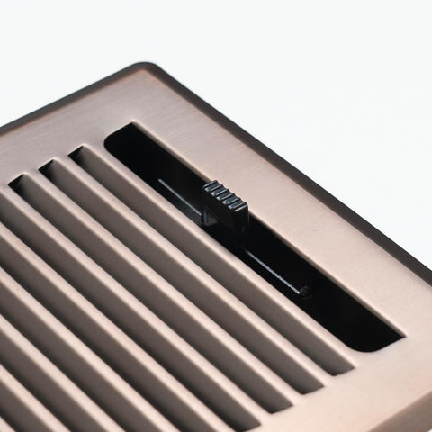4"x12" Bronze Steel Floor Register, Walkable Heavy-Duty Contemporary Louvered Vent Cover with Damper