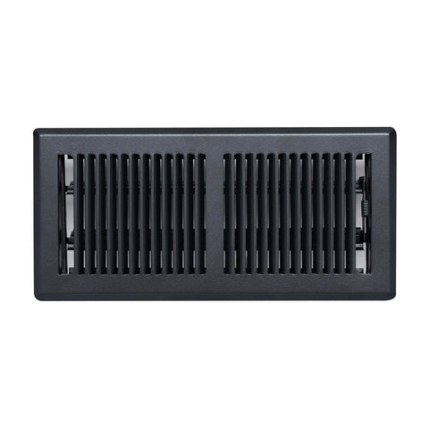 4"x10" Matte Black Steel Floor Register, Walkable Heavy-Duty Contemporary Louvered Vent Cover with Damper