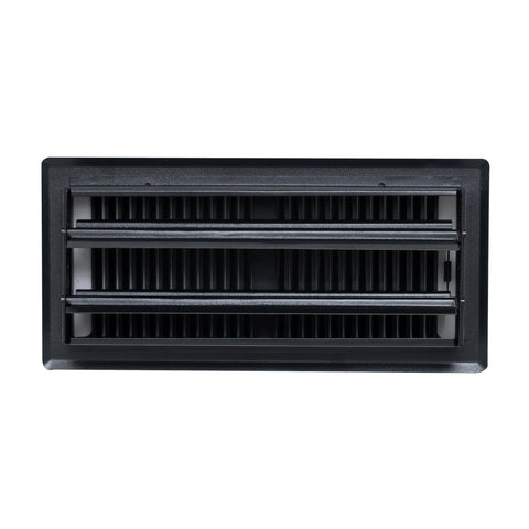 4"x10" Matte Black Steel Floor Register, Walkable Heavy-Duty Contemporary Louvered Vent Cover with Damper