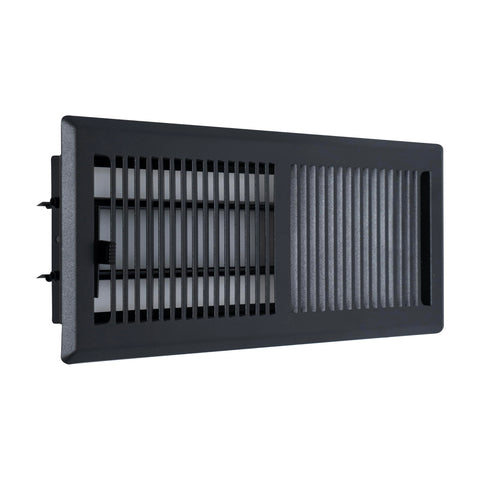 4"x12" Matte Black Steel Floor Register, Walkable Heavy-Duty Contemporary Louvered Vent Cover with Damper