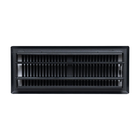 4"x12" Matte Black Steel Floor Register, Walkable Heavy-Duty Contemporary Louvered Vent Cover with Damper