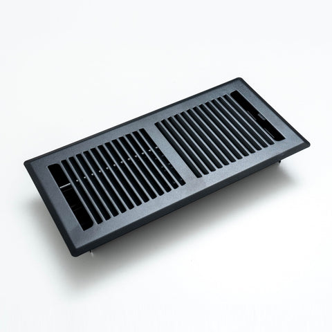 4"x12" Matte Black Steel Floor Register, Walkable Heavy-Duty Contemporary Louvered Vent Cover with Damper