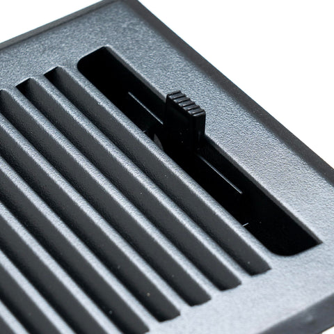 4"x12" Matte Black Steel Floor Register, Walkable Heavy-Duty Contemporary Louvered Vent Cover with Damper