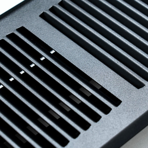 4"x12" Matte Black Steel Floor Register, Walkable Heavy-Duty Contemporary Louvered Vent Cover with Damper