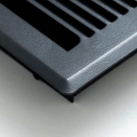 4"x12" Matte Black Steel Floor Register, Walkable Heavy-Duty Contemporary Louvered Vent Cover with Damper
