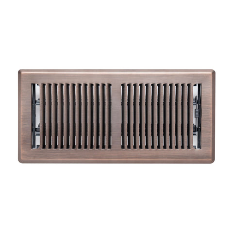 4"x10" Bronze Steel Floor Register, Walkable Heavy-Duty Contemporary Louvered Vent Cover with Damper