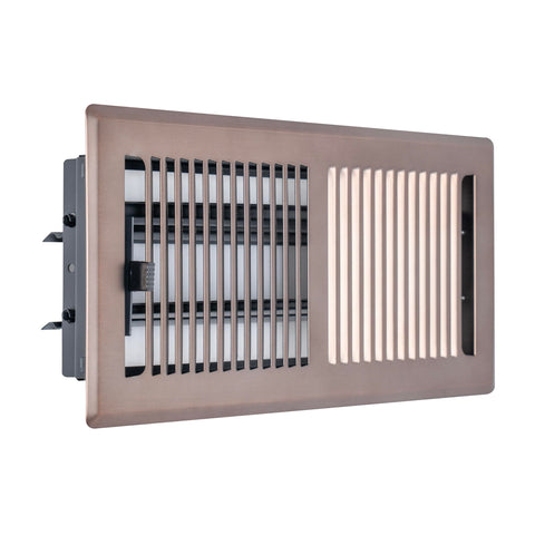 4"x10" Bronze Steel Floor Register, Walkable Heavy-Duty Contemporary Louvered Vent Cover with Damper