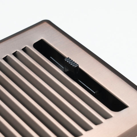 4"x10" Bronze Steel Floor Register, Walkable Heavy-Duty Contemporary Louvered Vent Cover with Damper