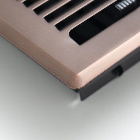 4"x10" Bronze Steel Floor Register, Walkable Heavy-Duty Contemporary Louvered Vent Cover with Damper