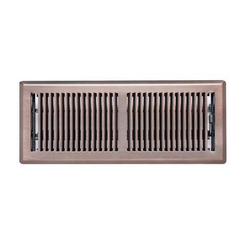 4"x12" Bronze Steel Floor Register, Walkable Heavy-Duty Contemporary Louvered Vent Cover with Damper