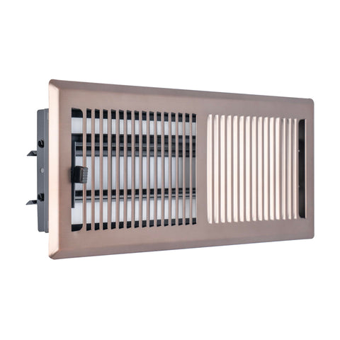 4"x12" Bronze Steel Floor Register, Walkable Heavy-Duty Contemporary Louvered Vent Cover with Damper