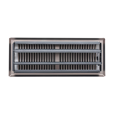 4"x12" Bronze Steel Floor Register, Walkable Heavy-Duty Contemporary Louvered Vent Cover with Damper