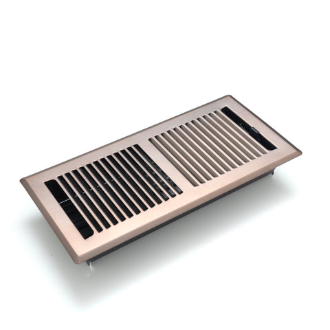 4"x12" Bronze Steel Floor Register, Walkable Heavy-Duty Contemporary Louvered Vent Cover with Damper