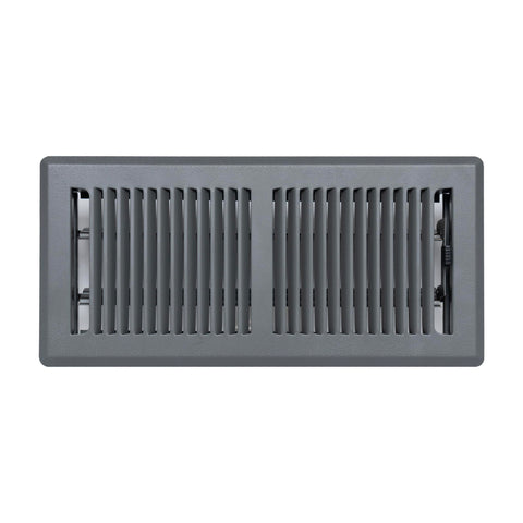 4"x10" Dark Gray Steel Floor Register, Walkable Heavy-Duty Contemporary Louvered Vent Cover with Damper