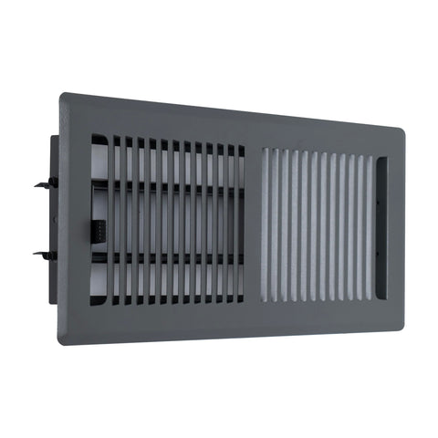 4"x10" Dark Gray Steel Floor Register, Walkable Heavy-Duty Contemporary Louvered Vent Cover with Damper