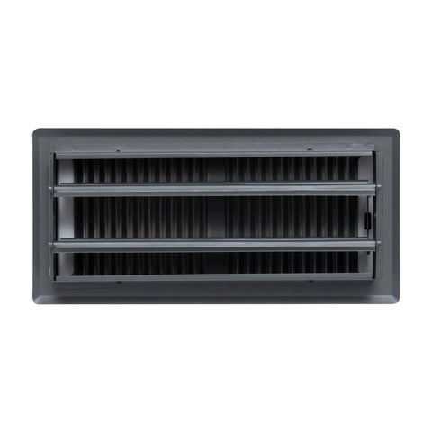 4"x10" Dark Gray Steel Floor Register, Walkable Heavy-Duty Contemporary Louvered Vent Cover with Damper