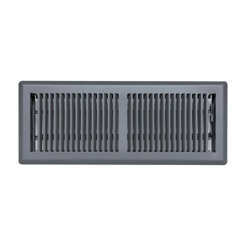 4"x12" Dark Gray Steel Floor Register, Walkable Heavy-Duty Contemporary Louvered Vent Cover with Damper