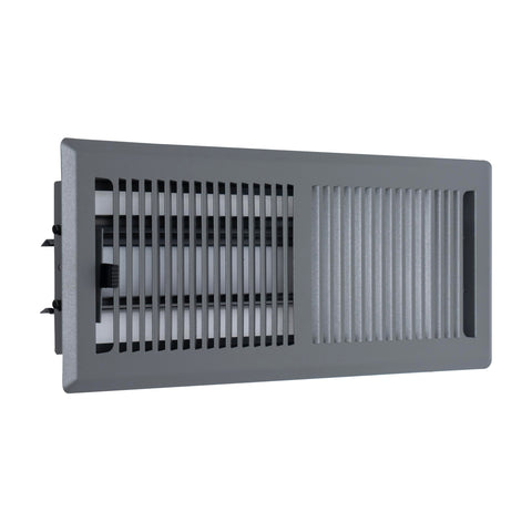 4"x12" Dark Gray Steel Floor Register, Walkable Heavy-Duty Contemporary Louvered Vent Cover with Damper