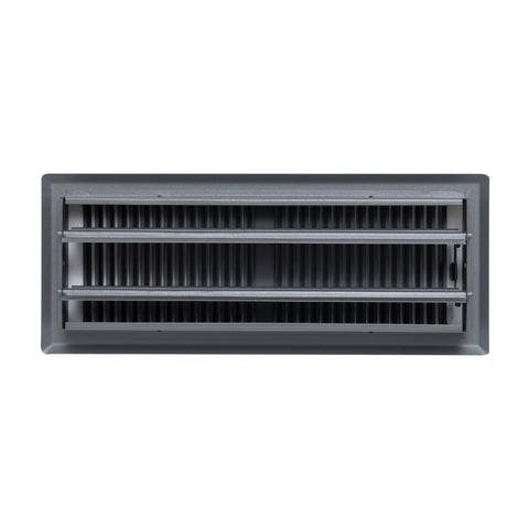 4"x12" Dark Gray Steel Floor Register, Walkable Heavy-Duty Contemporary Louvered Vent Cover with Damper