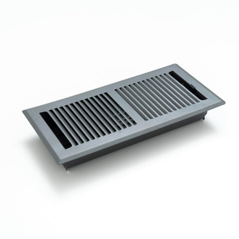 4"x12" Dark Gray Steel Floor Register, Walkable Heavy-Duty Contemporary Louvered Vent Cover with Damper