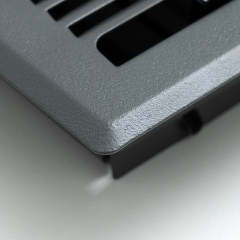 4"x12" Dark Gray Steel Floor Register, Walkable Heavy-Duty Contemporary Louvered Vent Cover with Damper