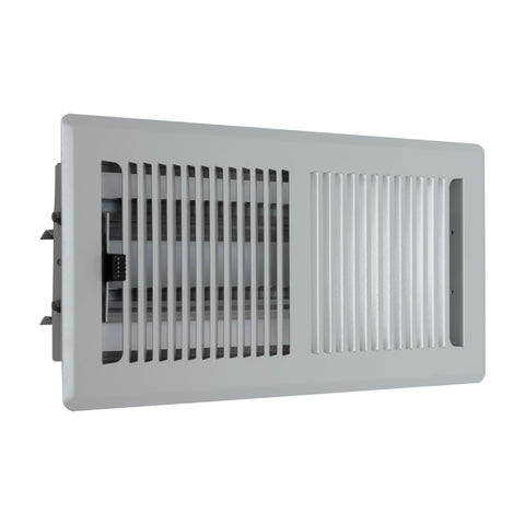 4"x10" Light Gray Steel Floor Register, Walkable Heavy-Duty Contemporary Louvered Vent Cover with Damper