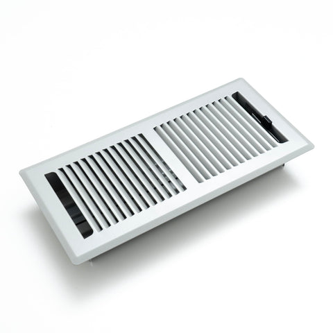 4"x10" Light Gray Steel Floor Register, Walkable Heavy-Duty Contemporary Louvered Vent Cover with Damper