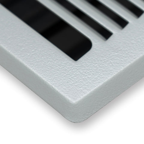 4"x10" Light Gray Steel Floor Register, Walkable Heavy-Duty Contemporary Louvered Vent Cover with Damper