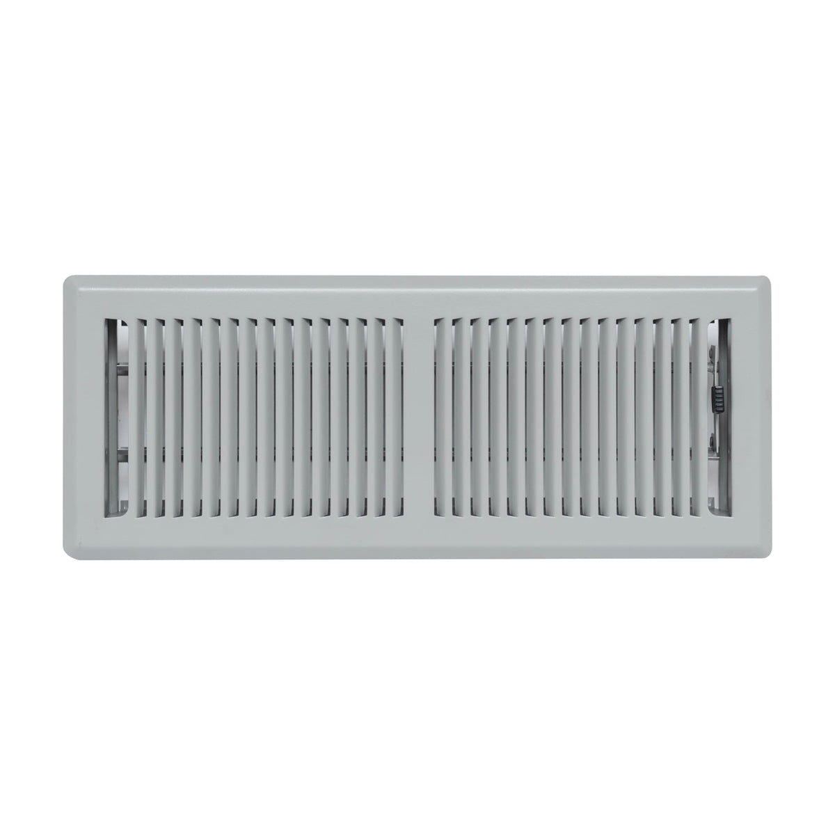 4"x12" Light Gray Steel Floor Register, Walkable Heavy-Duty Contemporary Louvered Vent Cover with Damper