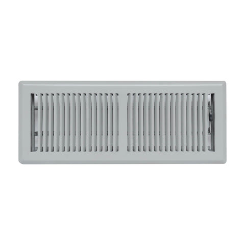 4"x12" Light Gray Steel Floor Register, Walkable Heavy-Duty Contemporary Louvered Vent Cover with Damper
