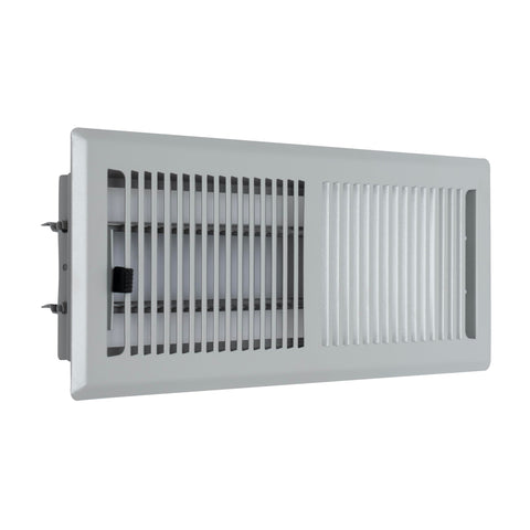 4"x12" Light Gray Steel Floor Register, Walkable Heavy-Duty Contemporary Louvered Vent Cover with Damper