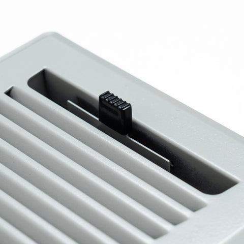 4"x12" Light Gray Steel Floor Register, Walkable Heavy-Duty Contemporary Louvered Vent Cover with Damper