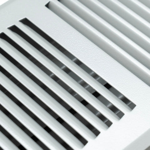 4"x12" Light Gray Steel Floor Register, Walkable Heavy-Duty Contemporary Louvered Vent Cover with Damper