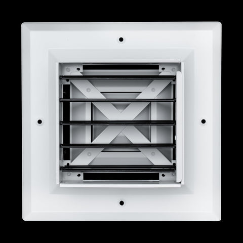 6"x6" 4-Way White Aluminum Square Ceiling Diffuser, Rust-Proof Ceiling Supply Grille
