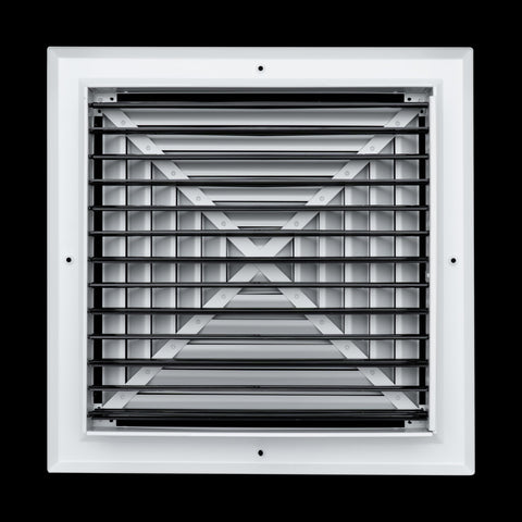14"x14" 4-Way White Aluminum Square Ceiling Diffuser, Rust-Proof Ceiling Supply Grille