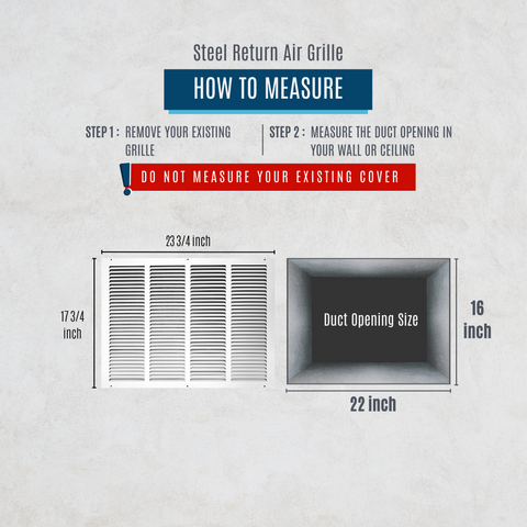 22"x16" White Steel Return Air Grille, High-Airflow HVAC Cold Air Intake for Wall & Ceiling