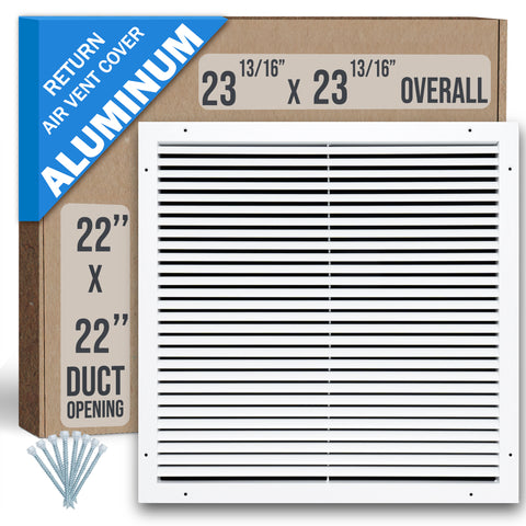 22"x22" White Aluminum Rust-Free Return Air Grille, High-Airflow HVAC Cold Air Intake for Wall & Ceiling