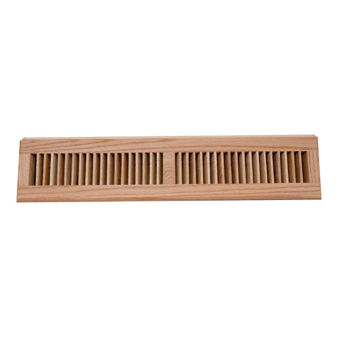 24" Oak Wood Corner Baseboard Register, Adjustable Vent Cover