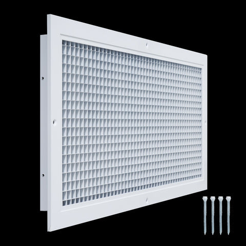 24"x10" White Aluminum Eggcrate Return Air Grille, Low-Noise High-Airflow Rust-Proof Vent Cover