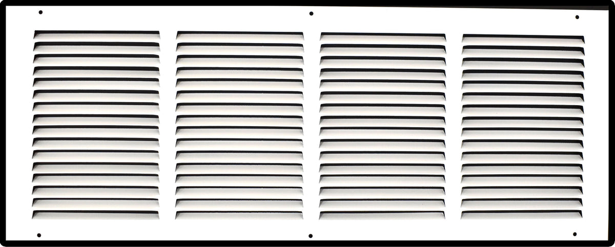 24"x10" White Steel Return Air Grille, High-Airflow HVAC Cold Air Intake for Wall & Ceiling
